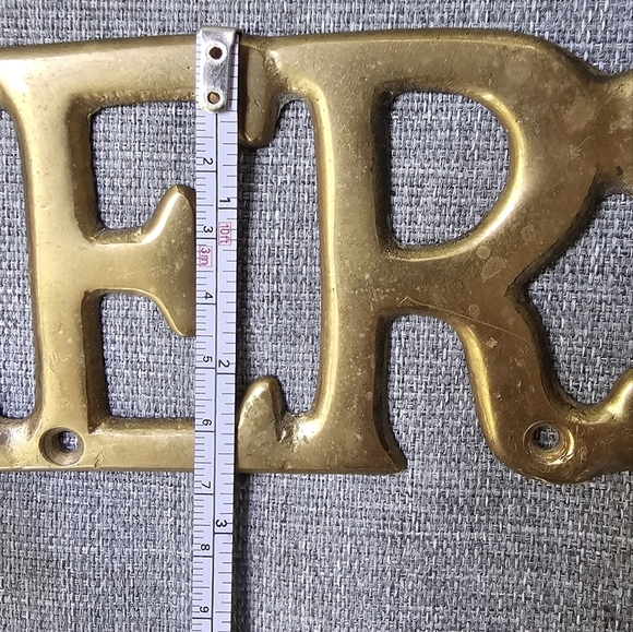 Vintage Brass Porcelain 'His and Hers' Wall Hooks - Picture 7 of 8